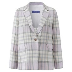 올리비아하슬러 여성용 통기성 클래식 체크 포인트 린넨 자켓 OHBMJK201