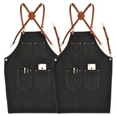 카페 미용실 심플 데님 앞치마 DPA-01, 블랙 데님, 2개