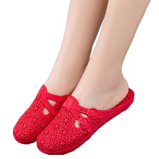 몬드스팟 여성용 젤리 앞코막힘 욕실 홈 슬리퍼 YY57795, 레드, 1개