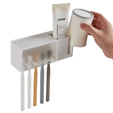 免鑽孔壁掛式牙膏牙刷架, 1個, 單一顏色