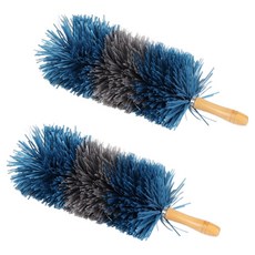 LivingDream 木柄除塵撢, 2個, 海軍藍