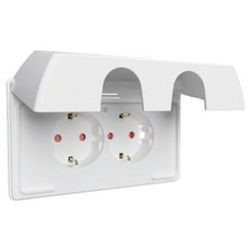 Legrand 羅格朗 Apella Simple 防雨 2孔 橫式嵌入式插座 白色, 1個