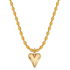 로아주 여성용 long heart pendant necklace