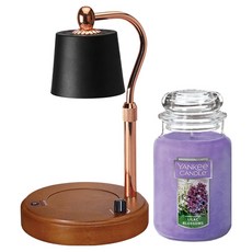 Yankee Candle大罐蠟燭 + 可調高度木質風格融蠟燈套組, 黑色, 紫丁香花