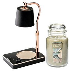 Yankee Candle 大罐香氛蠟燭 + 可調光定時融蠟燈組, 黑色(融蠟燈), 鼠尾草與柑橘