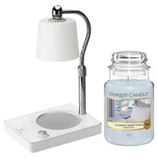 Yankee Candle 大罐香氛蠟燭 + 可調光定時融蠟燈組, 白色(融蠟燈), 寧靜之地