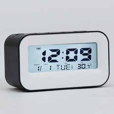 맙소샵 LCD 디지털 심플 사각 탁상시계 HR108, 블랙