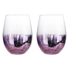 프렌치마르스 별빛 둥근 홈카페 유리컵 550ml MMM2337, 퍼플, 2개