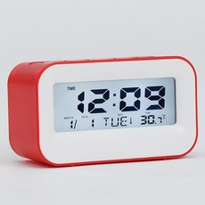 Mabso Shop LCD 數位簡約方形桌鐘 HR108, 紅色