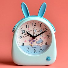 맙소샵 큐트 귀달이 미니 자명종 탁상시계 토끼 HR107, 블루