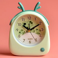 맙소샵 큐트 귀달이 미니 자명종 탁상시계 사슴뿔 HR107, 그린