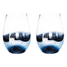 프렌치마르스 별빛 둥근 홈카페 유리컵 550ml MMM2337, 블루, 2개