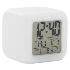 맙소샵 正方形簡約發光LED桌鐘 HR109, 白色