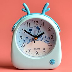 맙소샵 큐트 귀달이 미니 자명종 탁상시계 사슴뿔 HR107, 블루