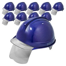 DONGMYUNG 建築工地 施工現場 頭部保護 ABE 頭盔型 透明視窗 安全護目鏡 安全帽 深藍色, 10個