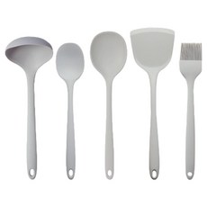 이지실리 리빙 실리콘 조리도구 5종 세트, 그레이, 1세트, 국자 + 볶음스푼 + 멀티주걱 + 뒤집개 + 오일브러쉬 대