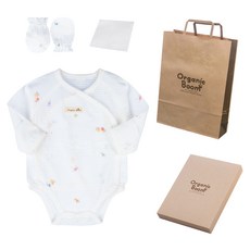 오가닉붐 유아용 청사해 뱀띠 스냅 배냇저고리 바디슈트 + 손싸개 + 손수건 + 쇼핑백 + 상자 5종 세트