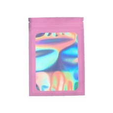 Allhigh 彩色極光多用途OPP小物小卡包裝夾鏈袋保護套包裝袋, 100個, 粉紅色