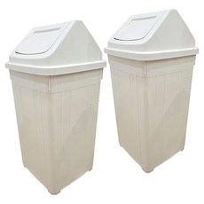 투에이산업 스윙 사각 휴지통 2p, 크림