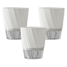 더플로우커머스 감성 사선 포인트 저면관수 플라스틱 화분, 화이트, 3개