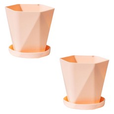 더플로우커머스 노르딕 육각형 심플 컬러 플라스틱 화분, 핑크, 2개