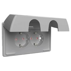 Legrand 羅格朗 Apella Silver Simple 防雨橫式防滴型2孔嵌入式插座, 1個