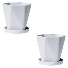 더플로우커머스 노르딕 육각형 심플 컬러 플라스틱 화분, 그레이, 2개