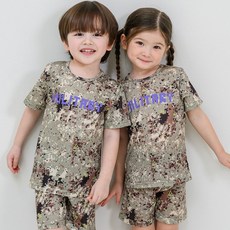 bonumam 兒童涼感透氣五分袖網眼家居服上下套裝