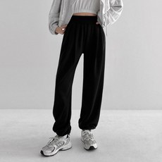 Planday 女款2WAY雙打褶抽繩運動褲 中長版