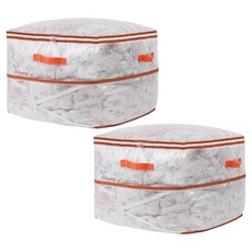 HANEE 橘色2層壓縮棉被衣物收納箱, 2個, 1套, 透明