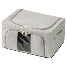 로이홈 투명창 접이식 2도어 오픈 의류 수납 보관 가방, 그레이, 1개