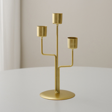 燭台燭架蠟燭座 3孔, 金色