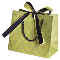 雙色高級禮品袋緞帶購物袋, 5個, 綠色