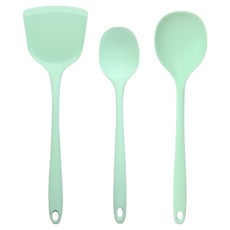 生活矽膠廚具3件組, 1套, 薄荷綠, 鍋鏟 + 烹飪匙 + 大湯匙