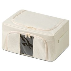 로이홈 투명창 접이식 2도어 오픈 의류 수납 보관 가방, 베이지, 1개