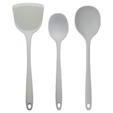 리빙 실리콘 조리도구 3종 세트, GREY, 1세트, 뒤집개 + 요리스푼 + 왕스푼