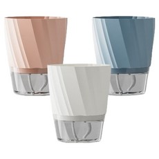 Homeflow 風格斜紋點綴自動吸水塑膠花盆3件組, 白色, 藍色, 粉紅色, 1套