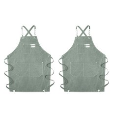 칼딘 카페 미용실 심플 캔버스앞치마, 민트, 2개