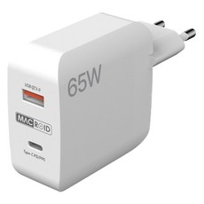 MACROID 65W PPS 超高速多功能充電器 V-6500 + Type-C to 8-pin 高速傳輸線套組, 1套, 白色