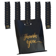 Hugoing 謝謝你 塑膠購物袋, 黑色, 100個