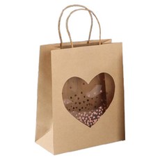 Maket Gamseong 透明窗愛心手提袋, 牛皮, 10個