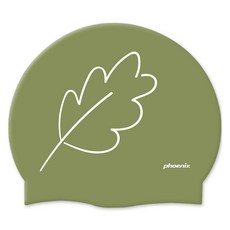 Phoenix 設計款矽膠泳帽 PCS-03, 綠葉卡其, 1個