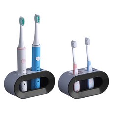 solve living 情侶浴室黏貼式牙刷架 掛勾 支架, 2個, 黑色