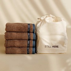 아망떼 스틸히어 타월 200g 40수 코마사 4p + 파우치 세트, BROWN, 1세트