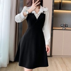 페이퍼먼츠 케일드 셔츠 레이어 플레어 원피스 10075