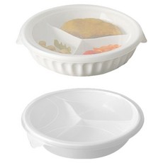 萊姆橄欖3格圓形分裝盒 波浪+簡約組, 1組, 單色