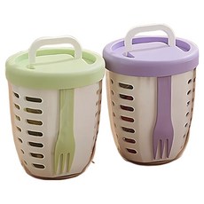 Pueora水果把手便當盒組, 1組, 紫色, 綠色