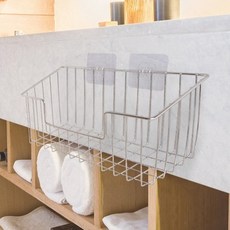 JLIFE Rito Steel免打孔黏貼型置物籃, 銀, 1個