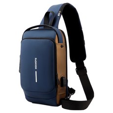 Daviglow 歐洲旅行防盜鎖防水斜背包, 藍色