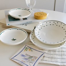 HANKOOK CHINAWARE Positano 高腳盤 13cm 2入 + 16cm 2入 組, 1套, 綠色